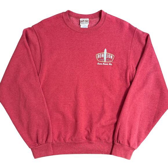 Ron Jon Surf Shop Cocoa Beach Jerzees Crewneck Sweatshirt Red Size Unisex Small - Picture 2 of 8